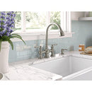 KOHLER CAPILANO 2-HANDLE BRIDGE FAUCET WITH SOAP DISPENSER - SILVER - Like New