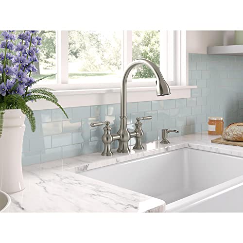 KOHLER CAPILANO 2-HANDLE BRIDGE FAUCET WITH SOAP DISPENSER - SILVER - Like New