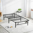 OLEESLEEP 14" Folding Metal Platform Bed, Steel Mattress, Twin size - BLACK - Like New