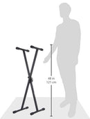 AMAZON BASICS KEYBOARD AND PIANO STAND ADJUSTABLE HEIGHT SINGLE-X-SHAPE - BLACK - Like New