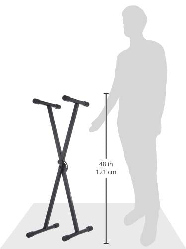 AMAZON BASICS KEYBOARD AND PIANO STAND ADJUSTABLE HEIGHT SINGLE-X-SHAPE - BLACK - Like New