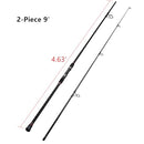 Fiblink Surf Spinning Fishing Rod 2-Piece Graphite Travel Fishing Rod (9 Feet) - Brand New
