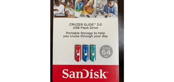 SanDisk 64GB CRUZER GLIDE 3.0 USB FLASH DRIVE 3 PACK - Red/Blue/Green New