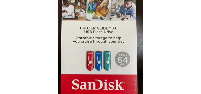 SanDisk 64GB CRUZER GLIDE 3.0 USB FLASH DRIVE 3 PACK - Red/Blue/Green - Brand New