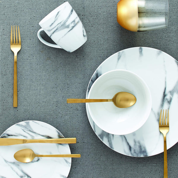 SAFDIE & CO. 16-PIECE MARBLE DINNERWARE SET, PORCELAIN, 16 PCS - Scratch & Dent