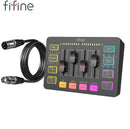 FIFINE SC3 GAMING AUDIO MIXER XLR CABLE BUNDLE, STREAMING RGB PC MIXER - BLACK - Brand New