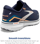 BROOKS MEN'S GHOST 15 RUNNING SHOE - PEACOAT/BLUE/ORANGE POP - SIZE 9.5 - Like New