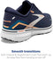 BROOKS MEN'S GHOST 15 RUNNING SHOE - PEACOAT/BLUE/ORANGE POP - SIZE 9.5 - Like New