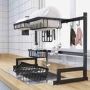 AURAMOR OVER SINK DISH DRYING RACK, 7 INTERCHANGEABLE RACKS AND CADDIES - BLACK - Like New
