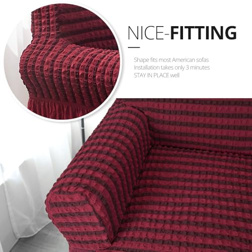 NICEEC Love Seat Slipcover Red Love Seat Cover 1 Piece Easy Fitted Sofa Couch - Like New