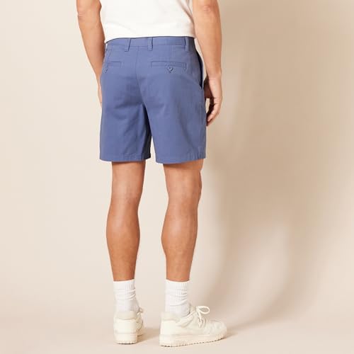 AMAZON ESSENTIALS MENS SLIM-FIT 7 STRETCH CHINO SHORT SIZE 34 DARK BLUE - Brand New
