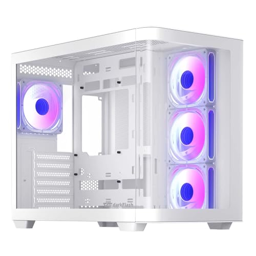 DARKFLASH ATX MID-TOWER GAMING PC CASE BACK PLUG-IN BTF DPW90 - WHITE - Brand New