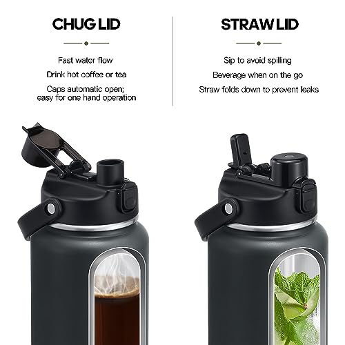 Half Gallon Insulated Water Bottle with 2-in-1 Lid (Chug Lid/Straw Lid) - Like New