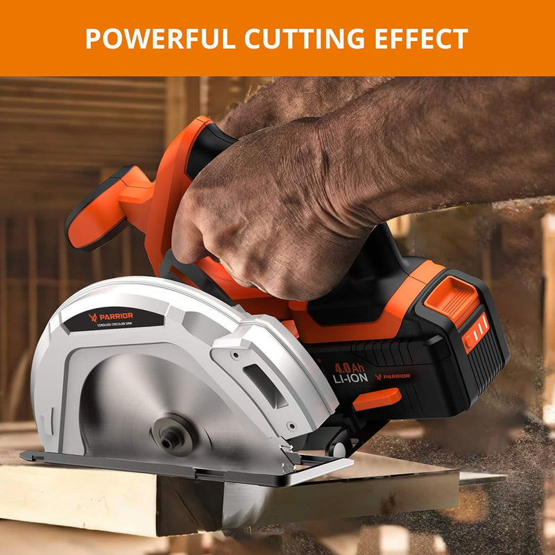 PARRIOR 20V CORDLESS CIRCULAR SAW, WITH 4AH BATTERY (TOOL ONLY) - ORANGE/BLACK - Like New
