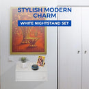 Modern Floating Nightstand Set of 2, Light Weight White Bedside Table B0C93BPFQ9 - Brand New