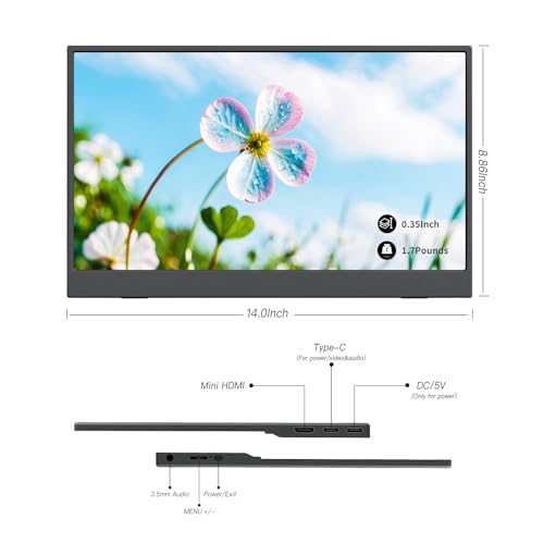 ReHisk Portable Monitor 15.6” IPS Display Laptop Screen Extender - Black - Brand New