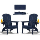 Nevilywood Folding Adirondack Chair - Extended Ergonomic Backrest - Navy Blue - Like New