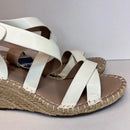 CHARLES BY CHARLES DAVID EGGSHELL NORWAY ESPADRILLES WEDGES - 8.5 - TAN/WHITE - Like New