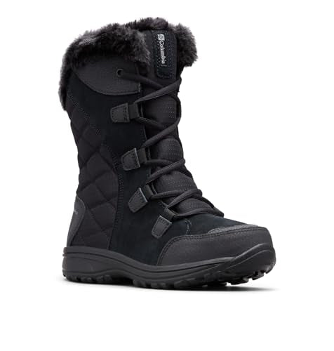 COLUMBIA WOMEN'S ICE MAIDEN II SNOW BOOTS SIZE: WOMEN 7.5 BL1581 Black Grey - Like New