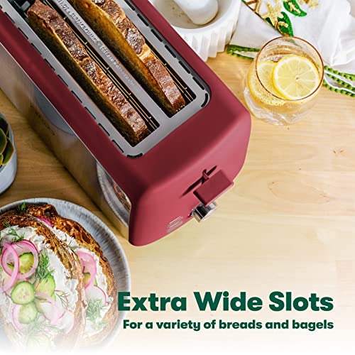 BELLA 4 SLICE TOASTER LONG SLOT REMOVABLE CRUMB TRAY 7 SHADING TA7402-UL - RED - Like New