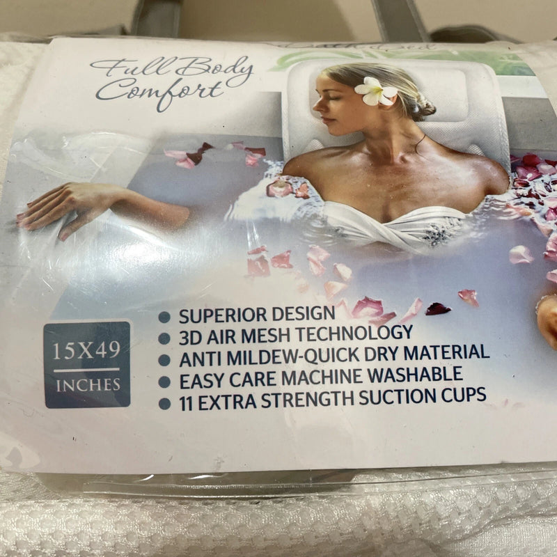 BATH HAVEN QUILTED AIR BATH BED 15X49" FULL BODY COMFORT AIR MESH NEW - WHITE - Brand New