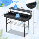 Dragosum Outdoor Cooler Ice Table with Drain and Shelf Matching Skirt - Black - Like New