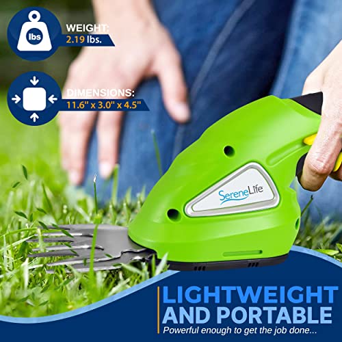 SereneLife Cordless Handheld Grass Cutter Shears, Portable 3.6V Battery - Green - Like New