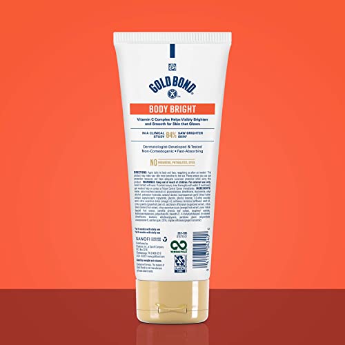 GOLD BOND BODY BRIGHT DAILY BODY & FACE LOTION WITH VITAMIN C 8 OZ WHITE/ORANGE - Like New