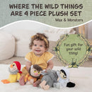 Kids Preferred Where The Wild Things are 4 Piece Plush Set - Max, Moishe, Tzippy - Brand New