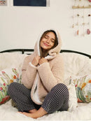 ZAFUL Women's Hooded Reversible Fleece Teddy Coat Long Sleeves - Scratch & Dent