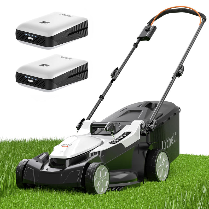 LITHELI CORDLESS LAWN MOWER 2*20V ELECTRIC LAWN MOWERS 16" BLACK & WHITE - Like New
