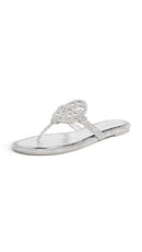 174566 TORY BURCH WOMEN MILLER KNOTTED PAVE SANDALS SIZE 7 SILVER - Like New