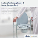 Drive Medical Folding Steel Commode Chair 3-in-1 Portable Toilet - Grey - Brand New
