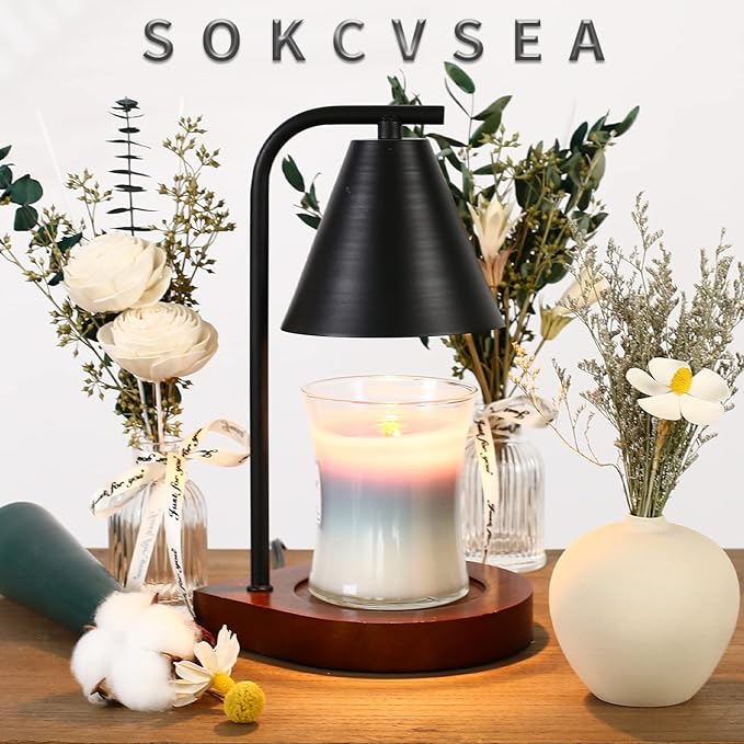 SOKCVSEA Fragrance Candle Warmer Lamp Home Decor Candle Warmer - Round Black Like New