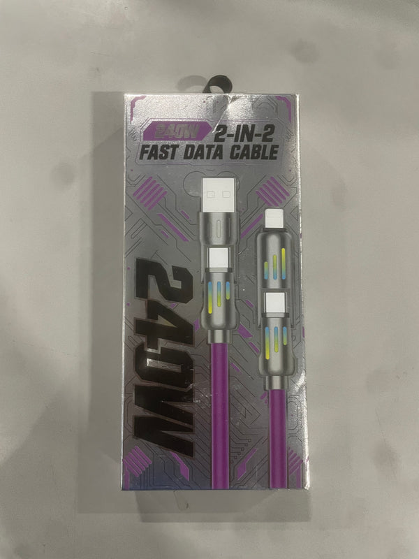 GENERIC 240W 2-IN-2 FAST DATA CABLE - BLUE - Like New