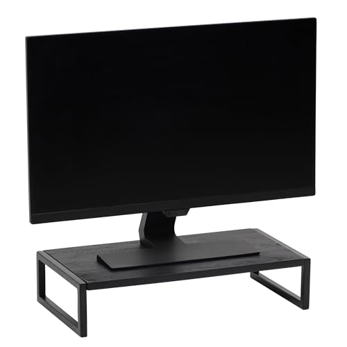 REALSPACE ACADIA WOOD/METAL MONITOR STAND, 4-1/2"H X 21-1/2"W X 10"D - BLACK - Brand New