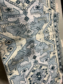 KATHY IRELAND HOME FLANNEL PLUSH AREA RUG 30X72 2.5FTX6FT - BLUE/WHITE/BEIGE - Like New