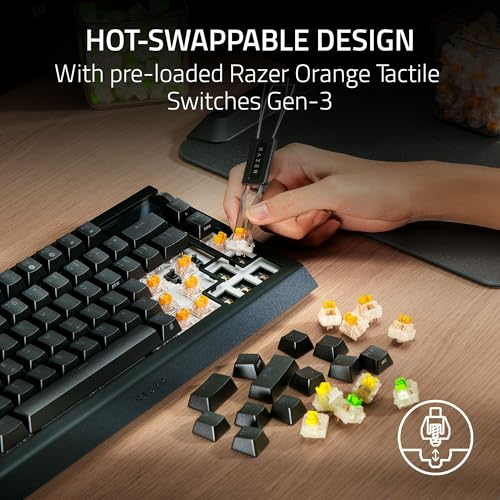 RAZER BLACKWIDOW V4 PRO 75% WIRELESS OLED TRUE 4K HZ WIRELESS BLK RZ03-05130200 - Like New