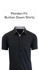 GALAXY BY HARVIC MEN'S SHORT SLEEVE DRESS SHIRT - BLACK - SIZE M - Brand New