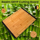REALM GRYP 11" X 15" BAMBOO CUTTING BOARD WITH STRONGHOLD TECHNOLOGY - NATURAL - Brand New