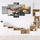 Canvas Wall Art Fantasy Dragon Pictures Black Canvas Frame 5 Piece Art - Brand New