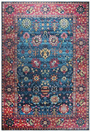 Mylife Rugs Vintage Non Slip Washable Area Rug 3'x5' - Blue Hot Pink - Brand New