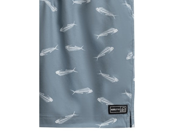 HURLEY DITSY BONE SWIM SHORTS - SIZE: MEN L - GRAY/BLUE - Brand New