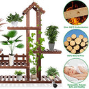 B0982XCXTK Wood Plant Stand Indoor Outdoor Multiple Plant Shelf 5 Tiered - Like New