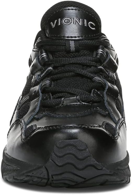 VIONIC MEN'S LEATHER TEXTILE FASHION TRAINERS WIDE WIDTH - SIZE: MEN 10W - BLACK - Like New