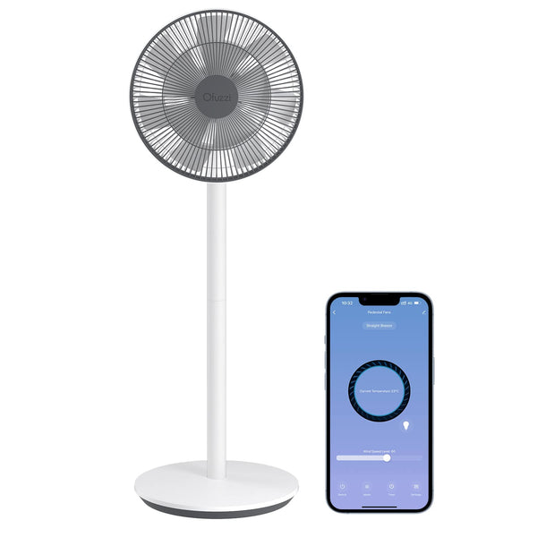 Ofuzzi Breeze 10 Smart Pedestal Fan, 39'' Quiet 140° Oscillating - WHITE - Like New