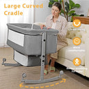 UIUWOO BEDSIDE CRIB, 3 IN 1 BASSINET BABY CRADLE ADJUSTABLE HEIGHT - GRAY - Like New