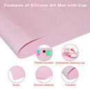 Silicone Painting Mat, Silicone Craft with Cup and Paint Holder, 20"x16" (Pink) - Brand New
