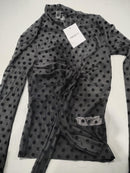FOREVER 21 WOMEN KNIT TOP/TURTLENECK MESH POLKA DOT SHIRT SIZE: WOMEN S - BLACK - Brand New
