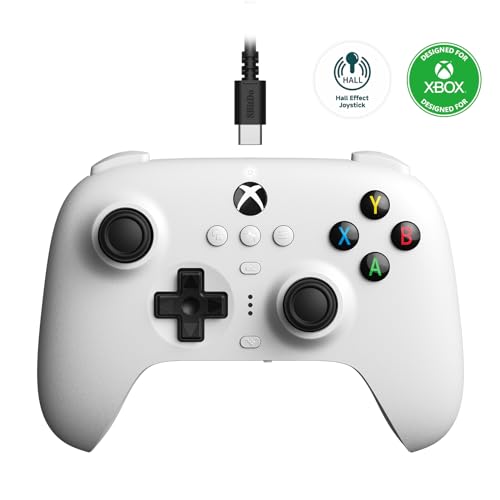 8BITDO ULTIMATE WIRED CONTROLLER XBOX HALL EFFECT JOYSTICKS 82CE - WHITE Like New